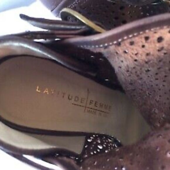 Latitude Femme Perforated Open Toe Brown Leather Strappy Ankle Booties Sz 40 - Picture 8 of 11
